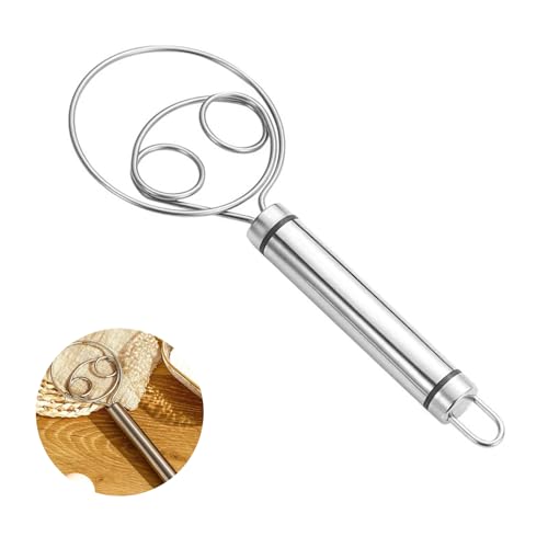 Batidor Danés Original, Danish Dough Whisk, Mezclador de Masa de Acero Inoxidable de 6.5 Pulgadas, Batidor de Masa Grande para Hornear, Batidora de Pan para DIY Pan Masa Hornear Cocina (Upgraded)