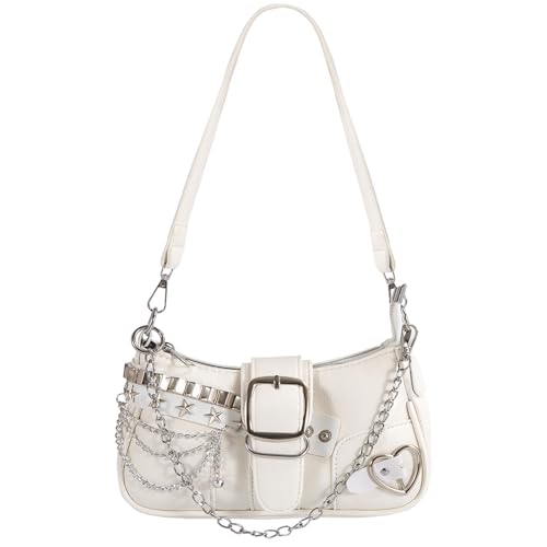 Image of Cute Y2k Purse for Women, Star Embroidery Pattern with Chain Strap Shoulder Bag, Goth Style Cute Mini Purse