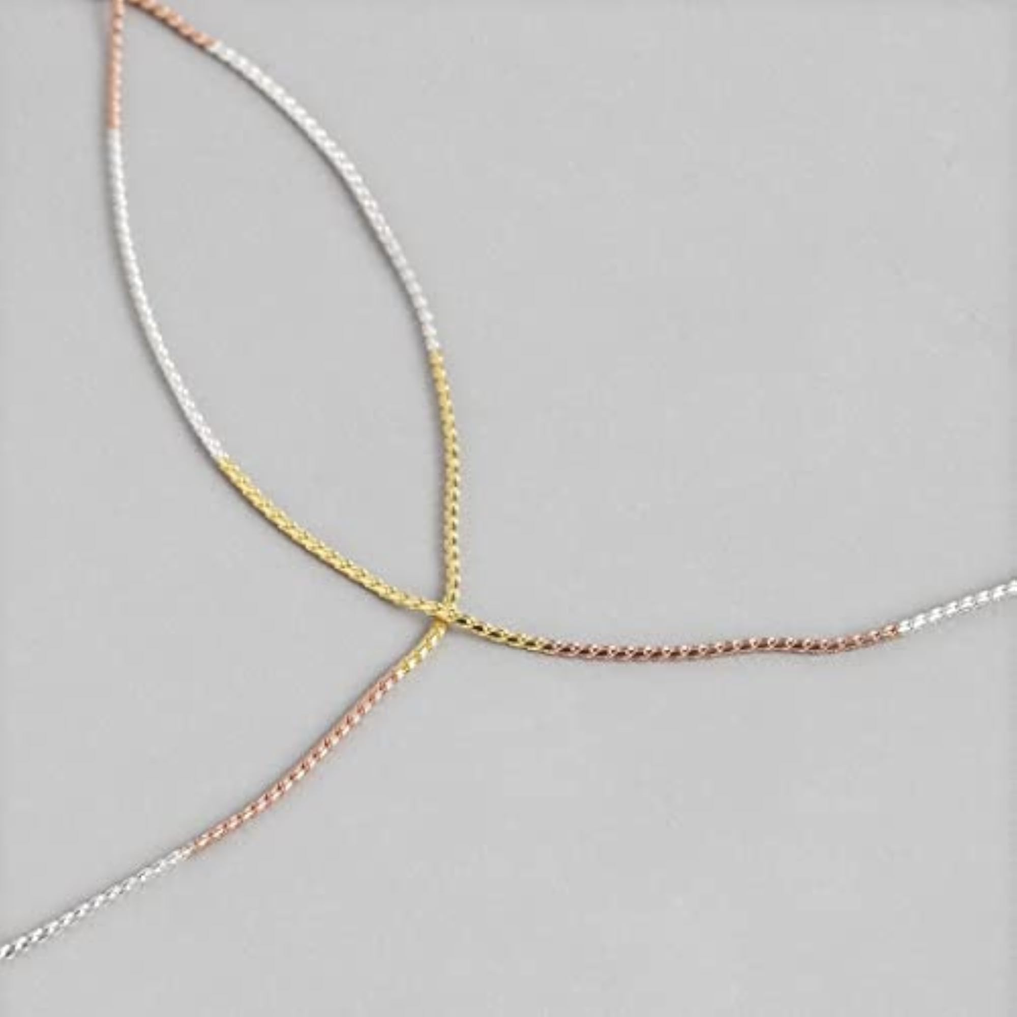 925 Silver Multitone Chain Anklet Set