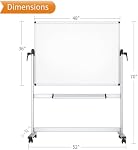 VIZ-PRO Double-Sided Magnetic Mobile Whiteboard, 48 x 36 Inches, Aluminium Frame and Stand | Rolling Dry Erase Board Easel Stand on Wheels with Aluminium Frame for School Office Home 4' x 3'