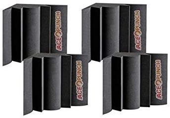 Acepunch4 Pack Black Bass Trap Acoustic Foam Panel DIY Design Studio Soundproofing Wall Tiles Sound Insulation 11.8" x 11.8" x 9.8" AP1036