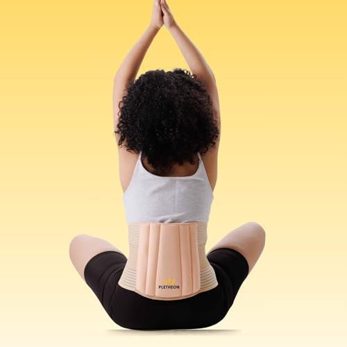 Image of PLETHEON Lumbo Sacral Lumbar Support Belt Beige for Men & Women | Spine & Lower Back Support Brace | Fit From 30 to 46 Inch Waist