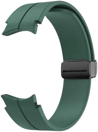 ProletProlet Soft Silicone Strap with Folding Magnetic Lock - Compatible with Samsung Galaxy Watch 4/5/6/5 Pro (40mm, 42mm, 43mm, 44mm, 45mm) - Premium Silicone Band - Dark Green