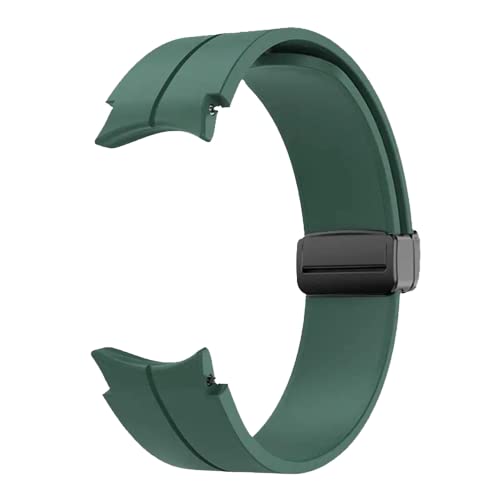 ProletProlet Soft Silicone Strap with Folding Magnetic Lock - Compatible with Samsung Galaxy Watch 4/5/6/5 Pro (40mm, 42mm, 43mm, 44mm, 45mm) - Premium Silicone Band - Dark Green