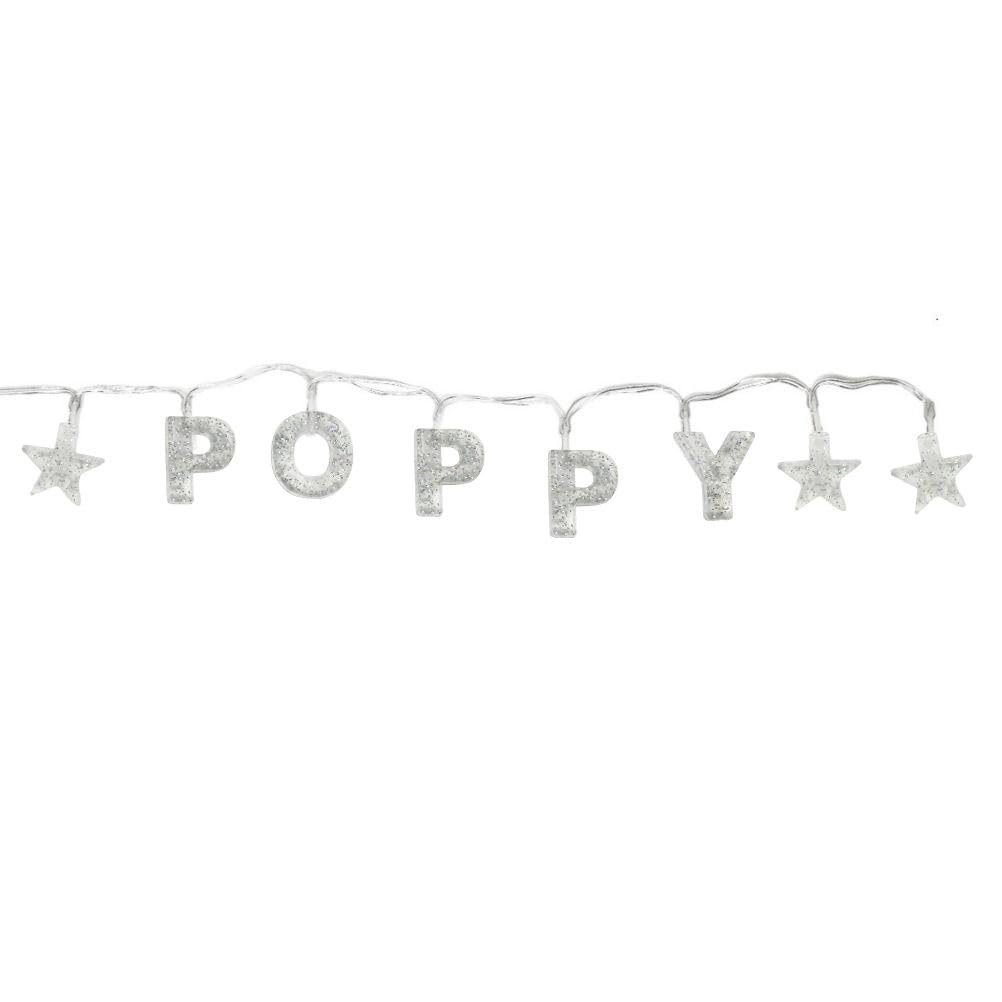 Mulberry Studios POPPY - Indoor Decorative LED String Lights Hanging Decorations Light Up Your Name in LED Clear Lights