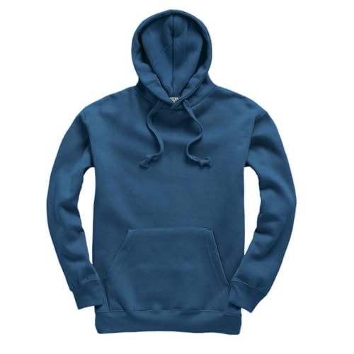 Mellor Design Plain Pullover Hoodie Casual Hooded Top Adult Unisex Mens Womens Hooded Sweatshirts Aegean Blue