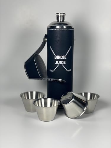 Birdie Bottle 12oz Flask with 4 Shot Glasses in Cap