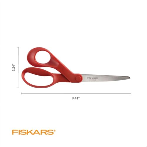 Fiskars All-Purpose Left-Handed Scissors - Ergonomically Contoured - 8" Stainless Steel - Paper and Fabric Scissors for Office, Arts, and Crafts - Red image 4