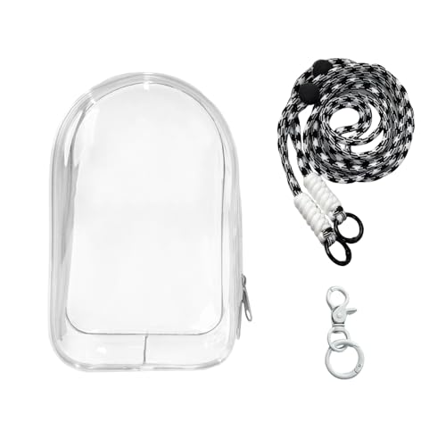 Image of Clear Figure Display Bag with Keychain and Lanyard, Protective Doll Case, 18.5cm /7.28in Crossbody Doll Storage Bag