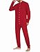 Ekouaer Men's One Piece Pajama Thermal Full Button Union Suit Long Sleeve Onesie with Button Flap Red L