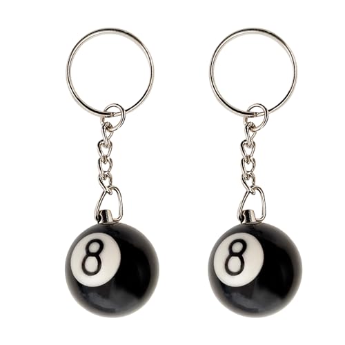 NYGGTYK 2 Llaveros de Billar, Cadena de Bolas, Llavero de 8 Bolas Negro, Accesorios para Colgantes, Negro, Talla Única
