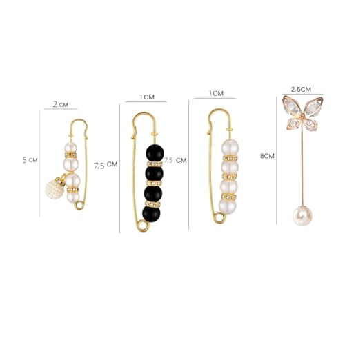 Image of Pearl Brooch, Sweater Shawl Hat Clip Neckline Pins Double Faux Pearl Brooches for Women Girls Fashion Cover Up Buttons Clothing Dresses Decoration Accessories Pant Waist Tightener Safety Pins