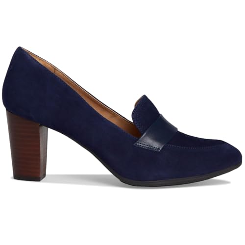 Image of SHODENSE Women Chunky Kitten Heel Pumps Shoes Round Closed Toe Slip On Suede Penny Loafers Matte Block Mid Heels Dress Loafer Almond Toe Comfort Oxford Shoes Office Work Classic Elegant 4-11 M US