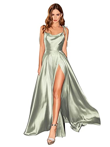 Babyonline D.R.E.S.S. Robe de Bal Longue Elégante Col cœur avec Fente Robe pour Mariage Invitée Femme Temoin Vert 38