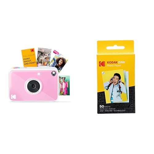 Image of Kodak Printomatic+ Instant Print Digital Camera (Pink) and Kodak 2ʺ x 3ʺ Premium Zink Photo Paper 50-Pack