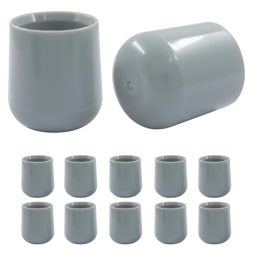 Hordion 12Pcs Folding Chair Leg Caps 7/8 Plastic Round Chair End Cap Grey