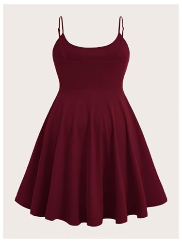 Image of WDIRARA Women's Plus Size Spaghetti Strap Sleeveless Flared Hem A Line Cami Dress