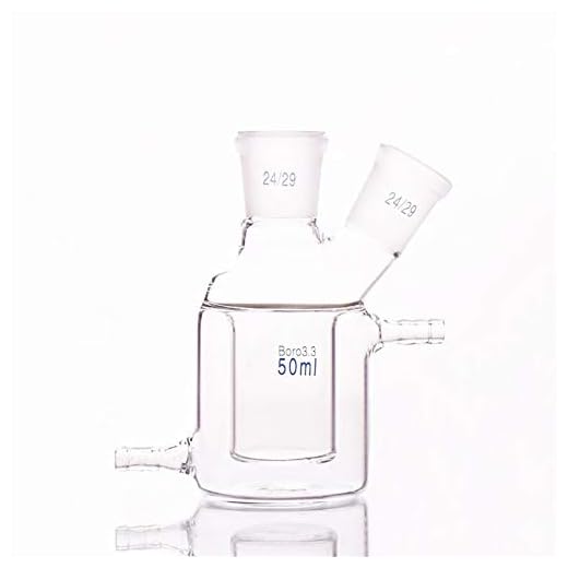 Double-däck cylindrisk tvåhalsad platt bottenkolv, kapacitet 50 ml, fog 24/29, mezzaninackad reaktorflaska Förbi Kunglig start (Capacity : 50ml)