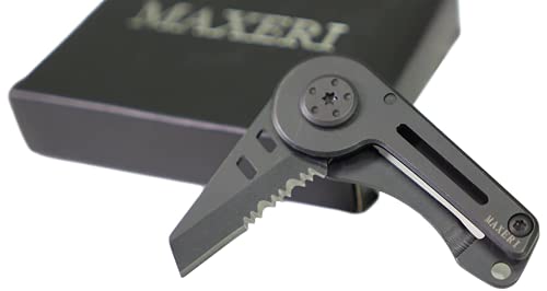 MAXERI World's Smallest All Purpose Pocket Knife, Premium Heat-Treated Stainless Steel Blade, Micro Slim Minimalist Design, Ideal Every Day Carry (Serrated Blade)