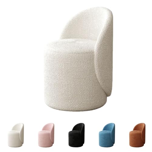 ShineLuxeドレッサーチェア スツール 椅子 ドレッシングチェア 360°回転 快適 背もたれ 化粧 イス 鏡台用 メイクアップ 北欧 おしゃれ 布張りの布シート 玄関装飾 ベッドルーム 化粧台 家庭用 (回転型,ホワイト)