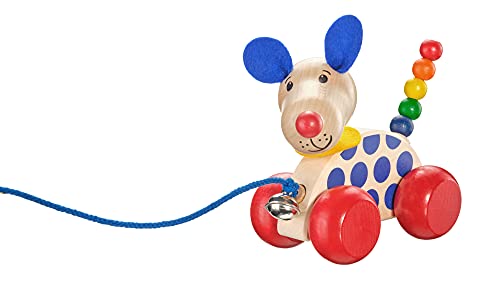 Selecta 62026 Nico, Nachzieh Hund, Schiebe-und Nachziehspielzeug, 1 Jahr to 3 Jahre, aus Holz, 12 cm