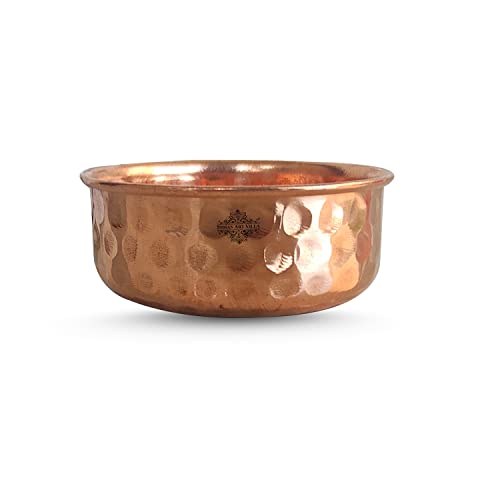 Indian Art Villa Pure Copper Bowl With Hammered Design Katori, Dinnerware, Serveweare & Tableware, Volume - 7 Oz