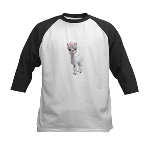 CafePress PD Moreno's Llama Wearing A Kids Baseball T Shirt Kids Cotton Baseball Jersey, 3/4 Raglan Sleeve Shirt Black/White