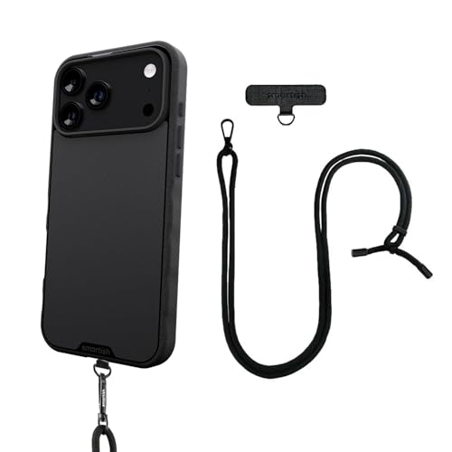Image of Smartish iPhone 17 Pro Max MagSafe Case + Crossbody Lanyard Strap - Thin Grip Cover with Universal Detachable Shoulder Neck Strap for Apple iPhone 17 Pro Max - Black Tie Affair