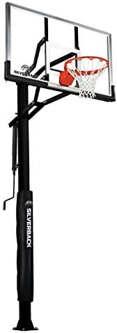 Silverback 60" In-Ground Basketball System with Adjustable-Height Tempered Glass Backboard and Pro-Style Breakaway Rim