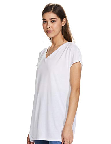 Image of Marks & Spencer Womens Solid Polyester Blend V-Neck Relaxed Fit T Shirt