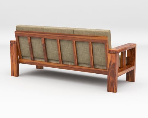 Image of Sheesham Wooden 5 Seater Sofa Set for Living Room | Solid Wood Sofa | Rosewood Sofa Set for Home & Office | Lounge (Honey, 5 Seater)