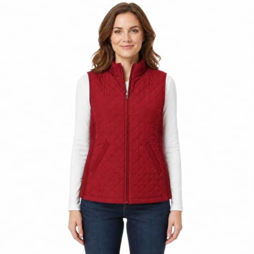 Chaleco sin mangas con cremallera Bienzoe para mujer color rojo talla M