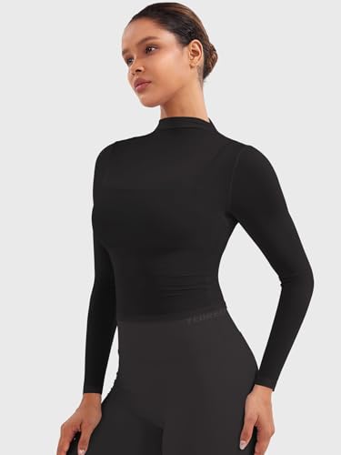 YEOREO Womens Sheer Tops Long Sleeve See Through Tops Mock Neck Slim Fit Workout Shirt Jamy Going Out Sexy Shirts4