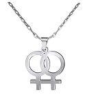 XKGD HoBST Gay & Lesbian LGBT Pride Stainless Steel Pendant Necklace FOR Women (Silver, 1)
