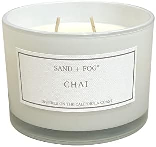 Sand + Fog Scented Candle - Chai – Additional Scents and Sizes – 100% Cotton Lead-Free Wick - Luxury Air Freshening Jar Candles - Perfect Home Decor – 12oz