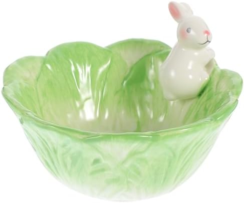 Amazon.com | UOIENRT Ceramic Bunny Bowl - Cute Cartoon Cabbage With ...