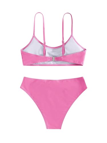Image of SHENHE Girl's 2 Piece O Ring Bikini High Waisted Spaghetti Strap Cute Swimsuit Bathing Suit