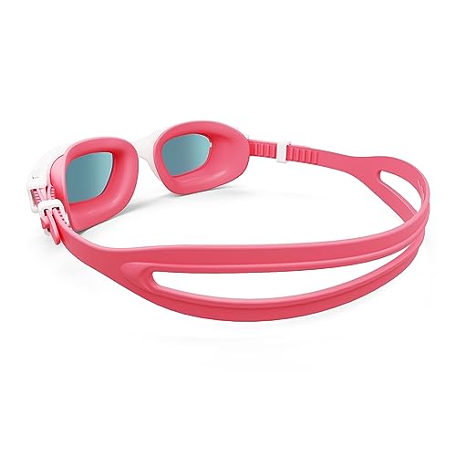 AqtivAqua Kids Swimming Goggles Kids 6-14 3-6 Swim Goggles for Childrens Girls Boys MINI-DXC (Pink&white, Transparent lenses) - Image 3