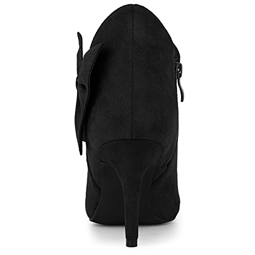 Allegra K Allegra K Women's Pointed Toe Bow Booties Cutout Stiletto Heel Black Ankle Boots - 7.5 M US