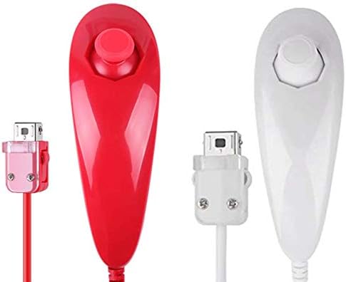 2 Packs Gesture Controller and Nunchuck Joystick with Silicone Case for Wii Wii U Gamepad Console (Red and White)