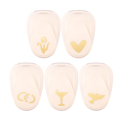 Vaessen Creative Craft Paper Punch, Wedding, 5 Pcs, Various Sizes, Circle Cutter for Crafting and Card Making, Heart, Pigeon