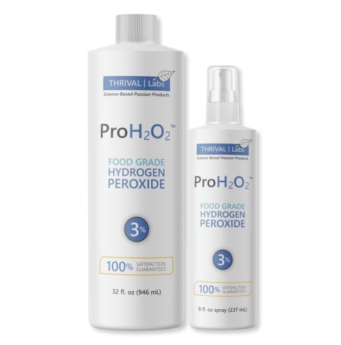 Thrival Labs ProH2O2 3% Food Grade Hydrogen Peroxide (Combo) – Multi-Purpose Household Cleaner – Natural Cleaning Solution