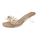 Sandalen Damen Mit Absatz Silber Frauen Schuhe Sommer beiläufige transparenter Riemen Glasperlen Mode Rolling Soft Damenschuhe Blau