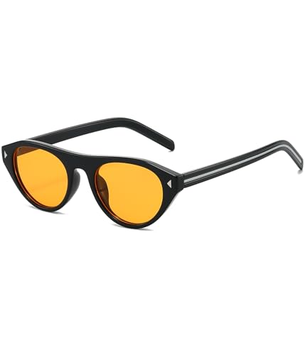 Image of EYLRIM Retro Oval Cat Eye Sunglasses for Women Men Trendy Flat Top Narrow Cateye Shades UV400 Protection