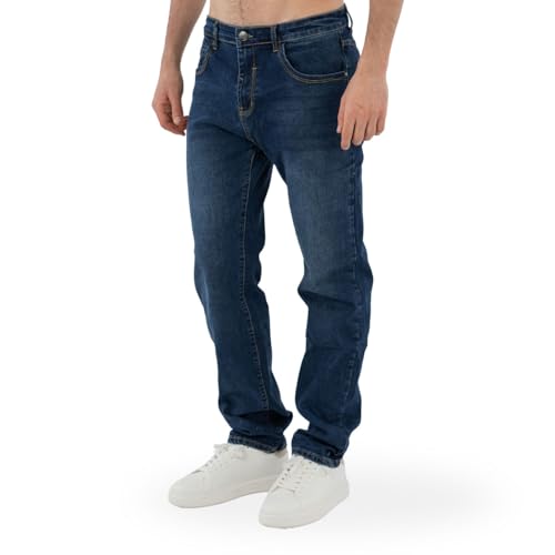 [REGULAR FIT CLASSICO E CONFORTEVOLE] Jeans uomo regular fit dalla vestibilità dritta e naturale, progettati per offrire il massimo comfort senza rinunciare allo stile. Il taglio equilibrato su fianchi e gamba li rende ideali per chi preferisce un fit tradizionale, adatto a ogni fisicità e perfetto per l’uso quotidiano