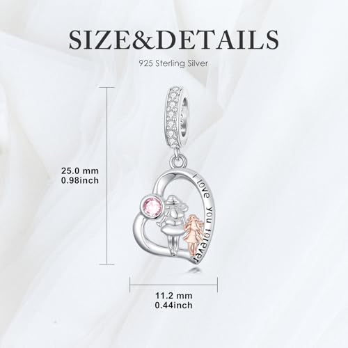 Image of PROESS Father Mother Daughter Charm fit Charms Bracelet Sterling Silver Charms for Bracelets Birthday Valentines Day Gifts for Daughter Mother Lover