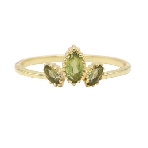 Bague péridot femme argent 925 plaqué or 18k bague trois pierres chic