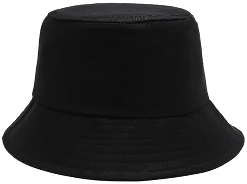 Malaxlx Black Bucket Hat Beach Sun Hat for Women Men Teens Outdoor Travel Summer Trendy Fishing Hat