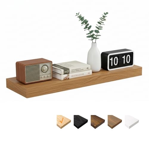 RICHER HOUSE Étagère Murale Flottante en chêne pour Mur, 80 x 23,5 x 3,8 cm, étagères en Bois, décoration Murale avec Supports Invisibles pour Chambre à Coucher, Salon, Salle de Bain, Cuisine