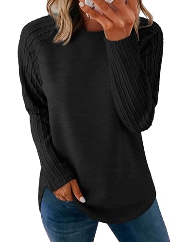 Image of SAMPEEL Sweatshirt for Women Long Sleeve Shirts Crewneck Sweaters Fall Fashion Outfits 2025 Trendy Tunic Tops Plus Size